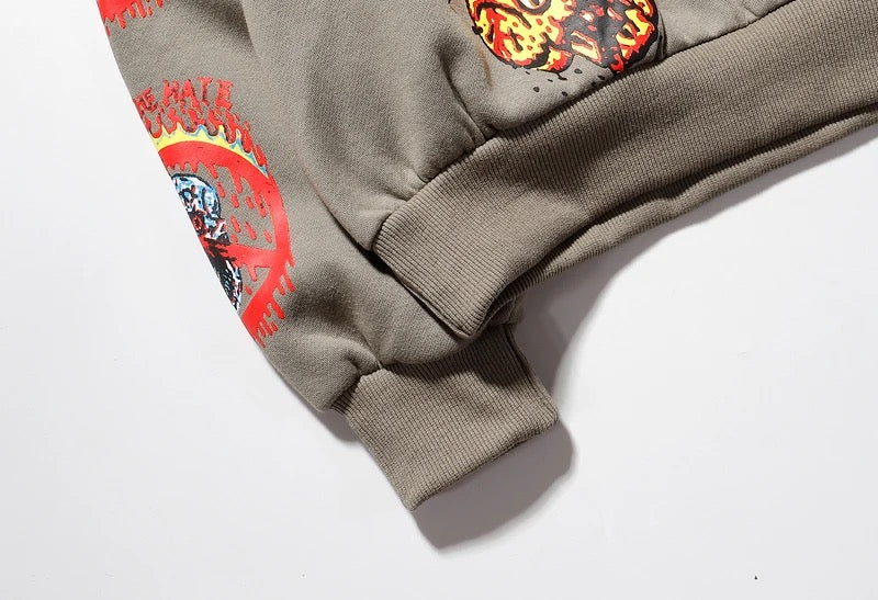 Kanye Fleece Skull Graffiti Hoodie