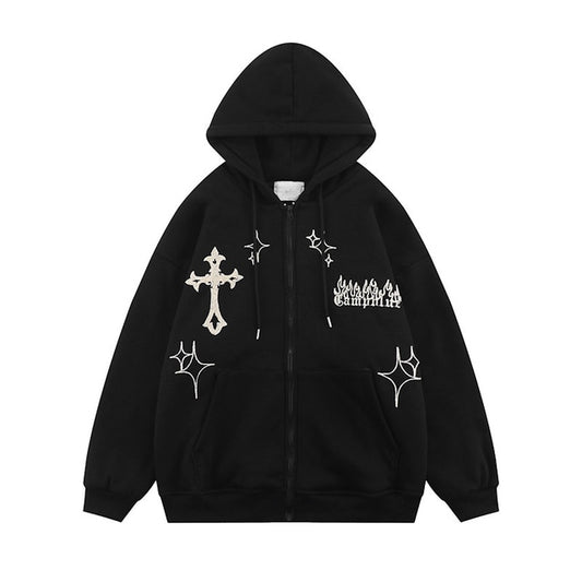 Goth Embroidery Retro Hoodie