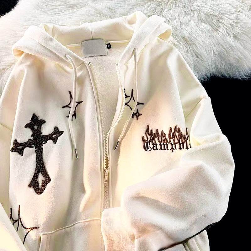 Goth Embroidery Retro Hoodie