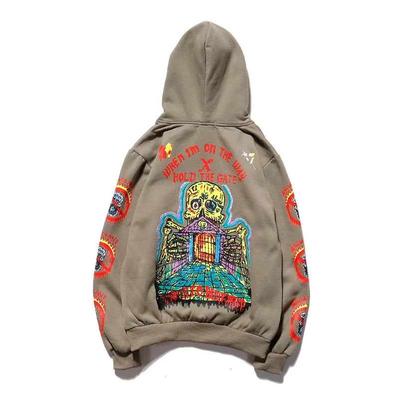 Kanye Fleece Skull Graffiti Hoodie