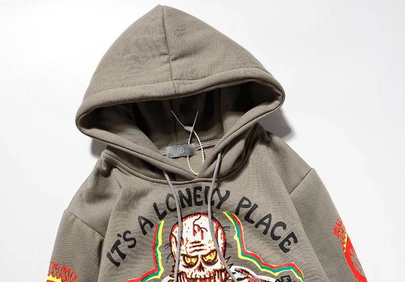 Kanye Fleece Skull Graffiti Hoodie